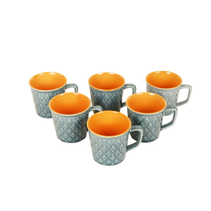 Rustic Grey Tea Cups Set of 6