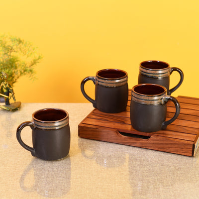 Elemental Brown Tea Cups (Set of 4)