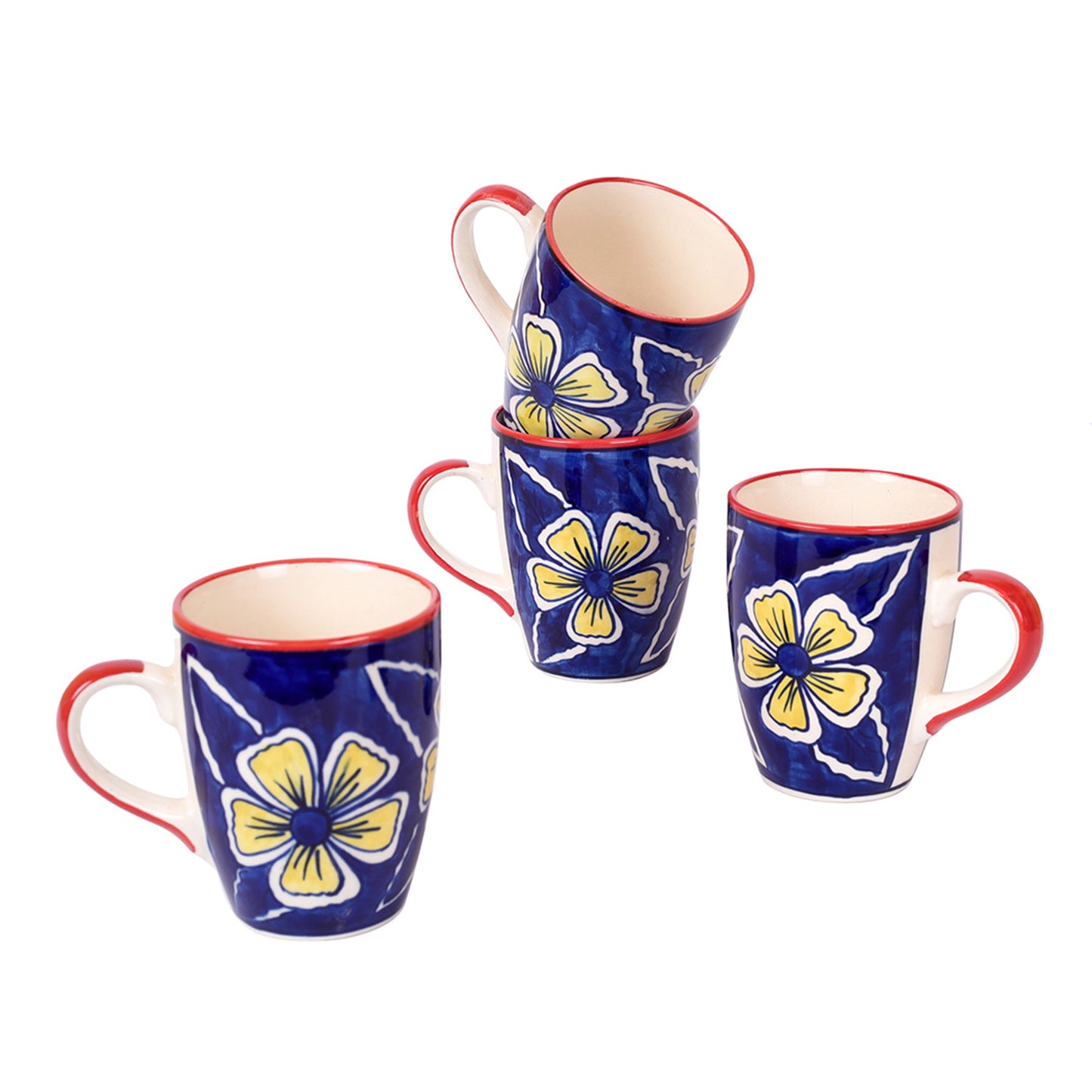 Flowers of Ecstasy Coffee Mugs Set of 4, Azure