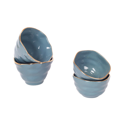 Teal Blue Sweet Bowls Set of 4 (2 Small & 2 Big)
