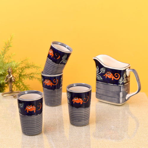 Morning Tuskers Drinking Glasses and Pitcher S05