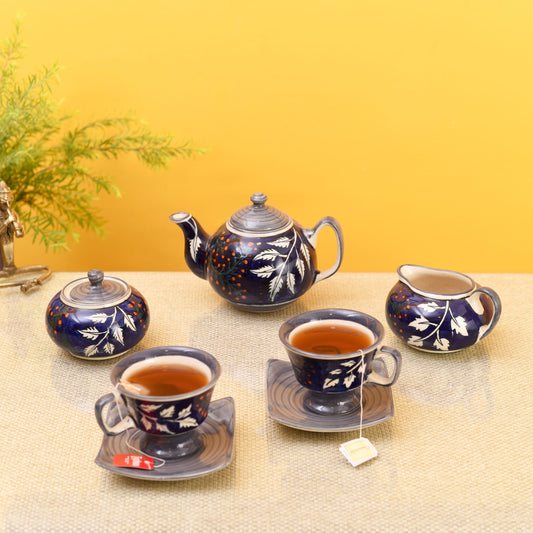 Blooming Leaves Tea Set w/Cups, Saucer & Creamer