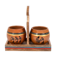 Cup Holder & 2 Earthen Kullad 