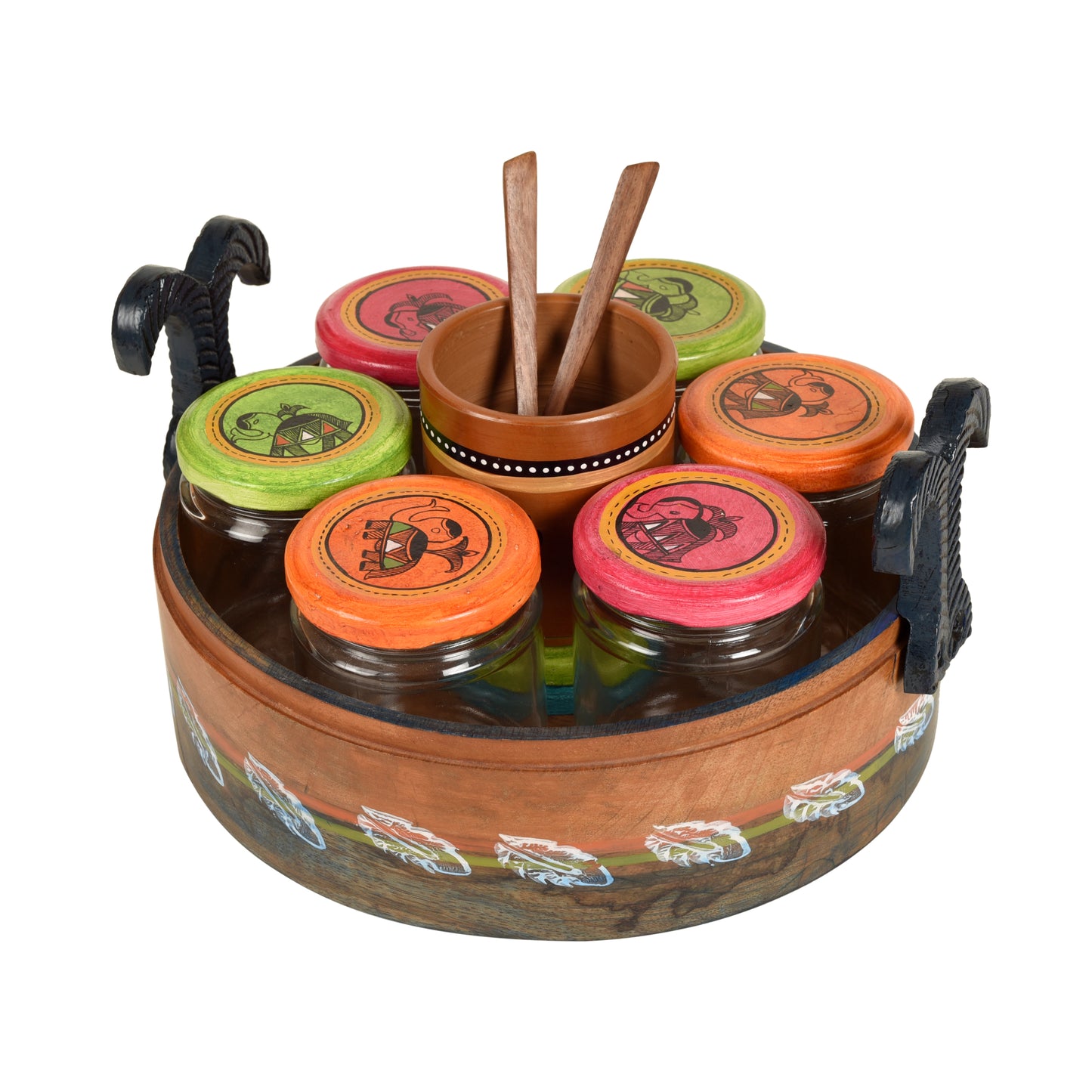 Dadiji's Pickle Jar in Tray with Earthen Spoon Holder