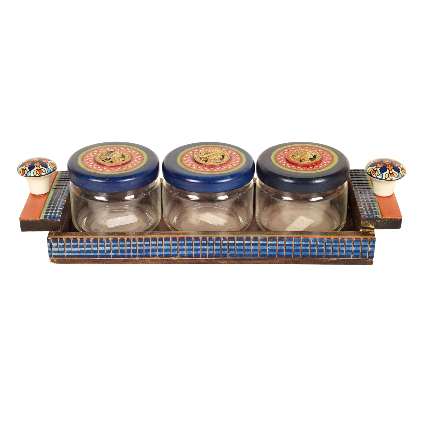 Handrcafted Storage 3 Jars and 1 Tray (Set of 4)