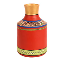 Vase Earthen Handcrafted Red Madhubani 7.2x4.5(HxD)