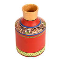 Vase Earthen Handcrafted Red Madhubani 7.2x4.5(HxD)