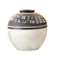 Vase Earthen Handcrafted Black & White Warli 5x5(HxD)