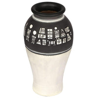 Vase Earthen Handcrafted Black & White Warli 4.6x9(HxD)