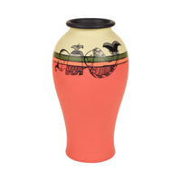 Carrot Red Earthen Vase with Madhubani Tattoo Art