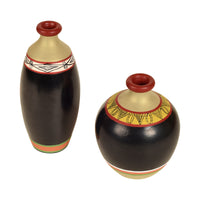 Black Earthen Vases with Madhubani Tattoo Art - So2