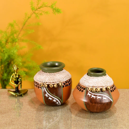 Coco-C Jute embellished Earthen Brown Pots - So2