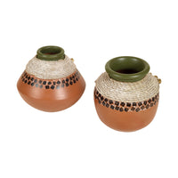 Coco-C Jute embellished Earthen Brown Pots - So2