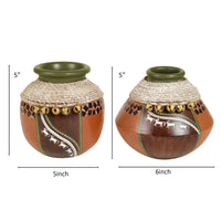 Coco-C Jute embellished Earthen Brown Pots - So2