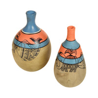 Earthen Vases Handpainted in Madhubani Tattoo Art