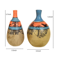 Earthen Vases Handpainted in Madhubani Tattoo Art