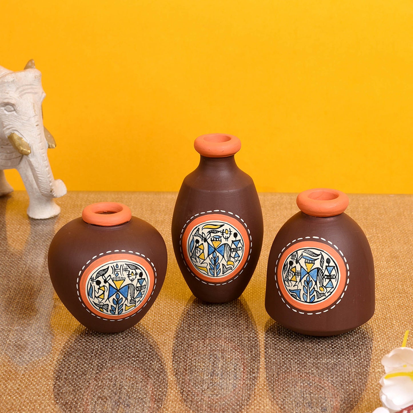Vase Earthen Miniatures Brown Warli (So3) 2.6/3/2.4