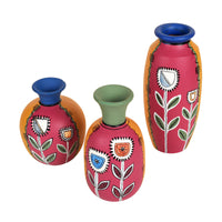 Magenta Smiling Flowers Vases (Set of 3)