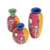 Magenta Smiling Flowers Vases (Set of 3)