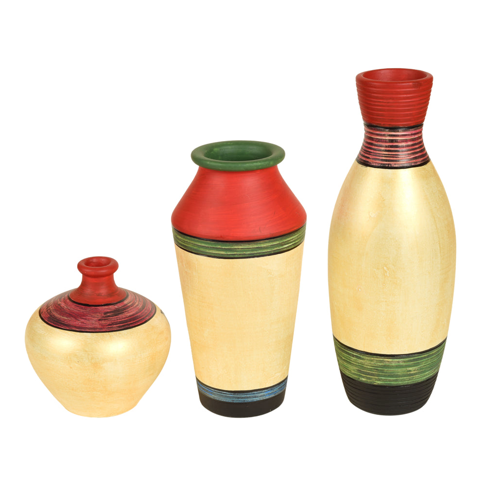 Handpainted Earthen Vases with Madhubani Art