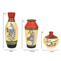 Handpainted Earthen Vases with Madhubani Art