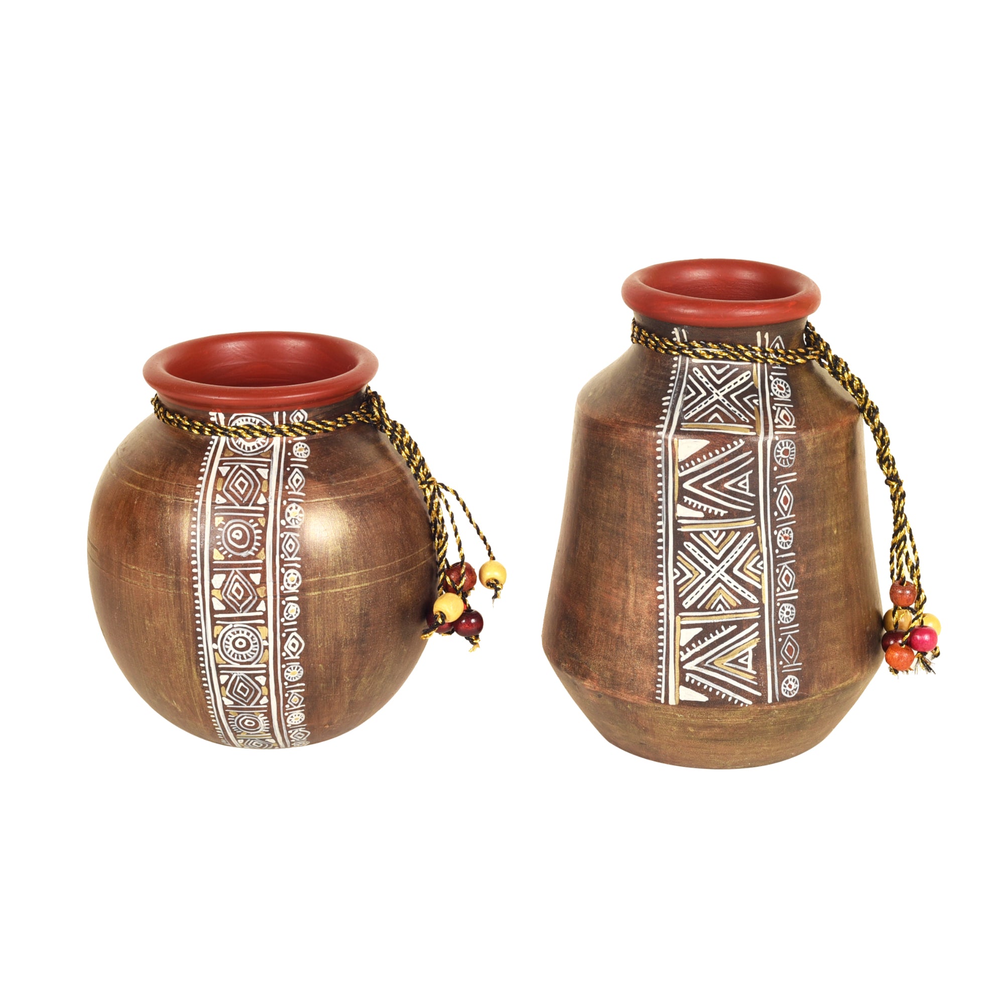 Buy Simmering Sand Handpainted Terracotta Vase (Set of 2) Online