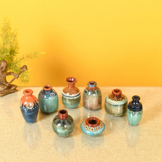 Myriad Hues Terracotta Miniature Vases (Set of 8)