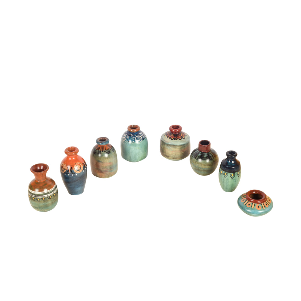 Myriad Hues Terracotta Miniature Vases (Set of 8)