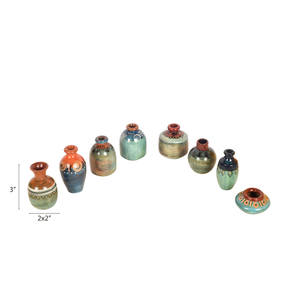 Myriad Hues Terracotta Miniature Vases (Set of 8)