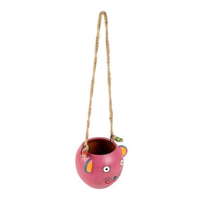 Pink Fish Terracotta Hanging Planter (6 x 5 in)