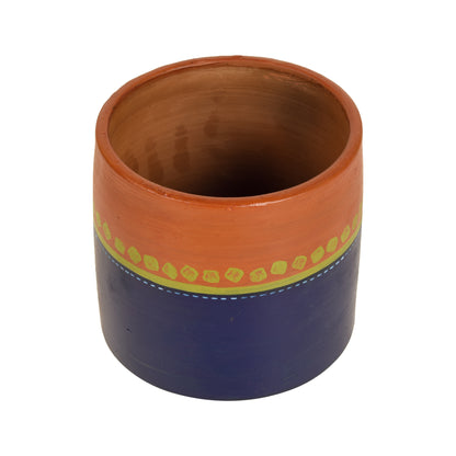 Blue-Brown Earthen Planter Pot (4.5x4.5x5)