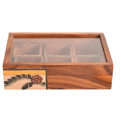 Jewelery Box Handcrafted 6 Slots Madhubani Wooden 8x6x2