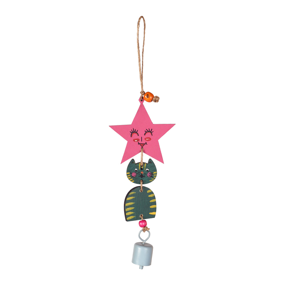 Green Kitty Wind Chime (12x3)