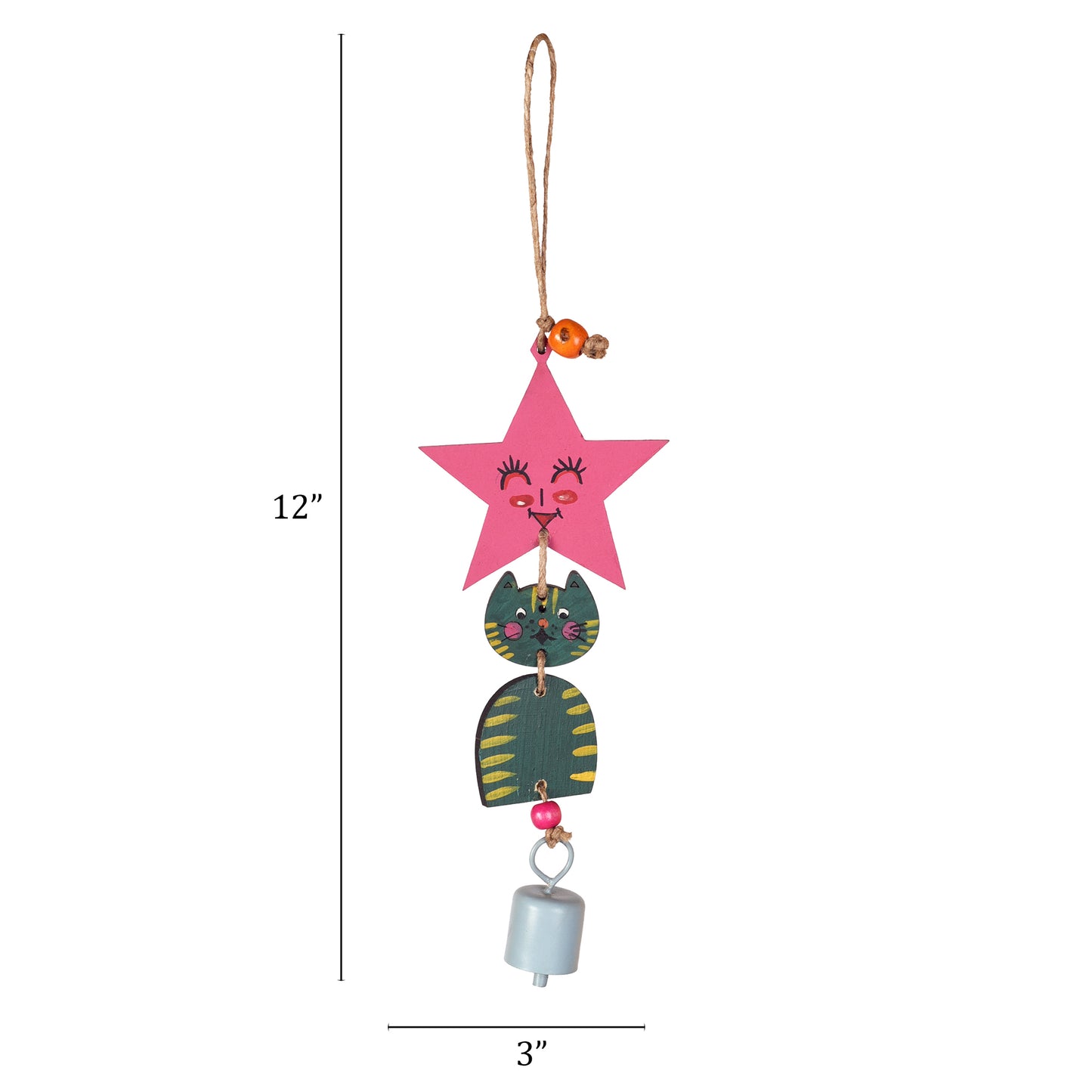 Green Kitty Wind Chime (12x3)