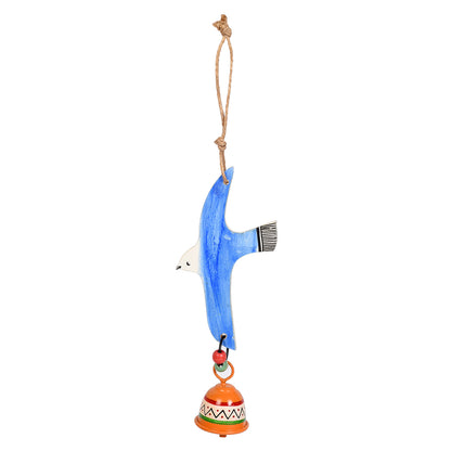Blue Fly Bird Wind Chimes with Metal Bell for Home Decoration