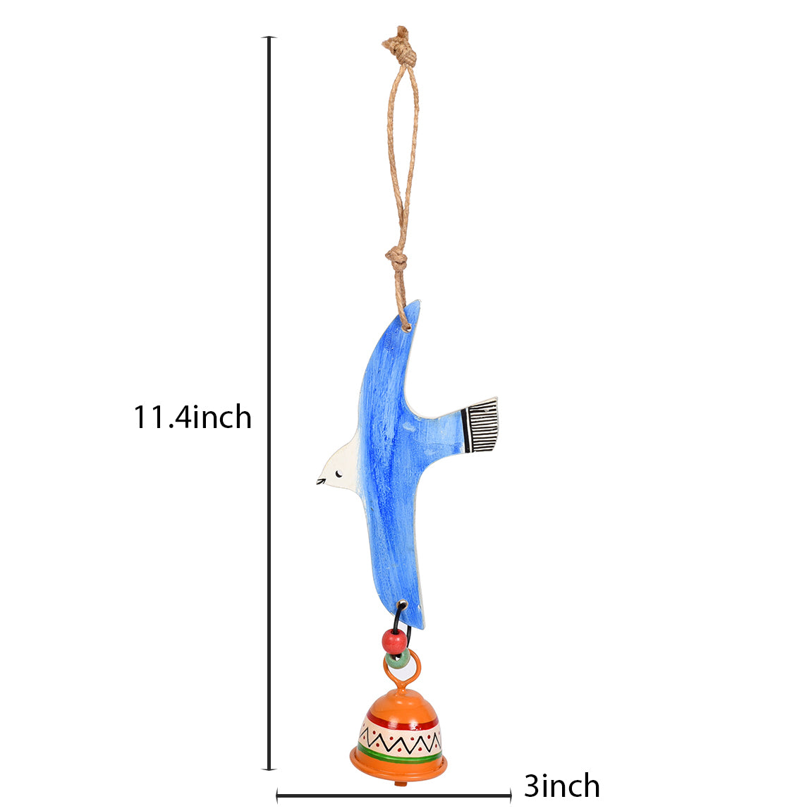 Blue Fly Bird Wind Chimes with Metal Bell for Home Decoration