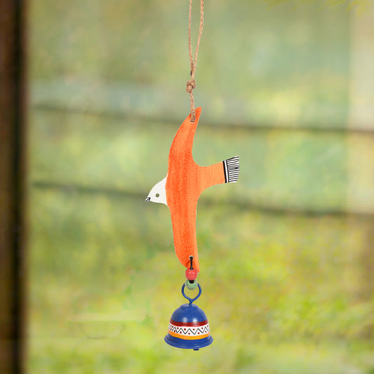Orange Fly Bird Wind Chimes with Metal Bell for Home Decoration
