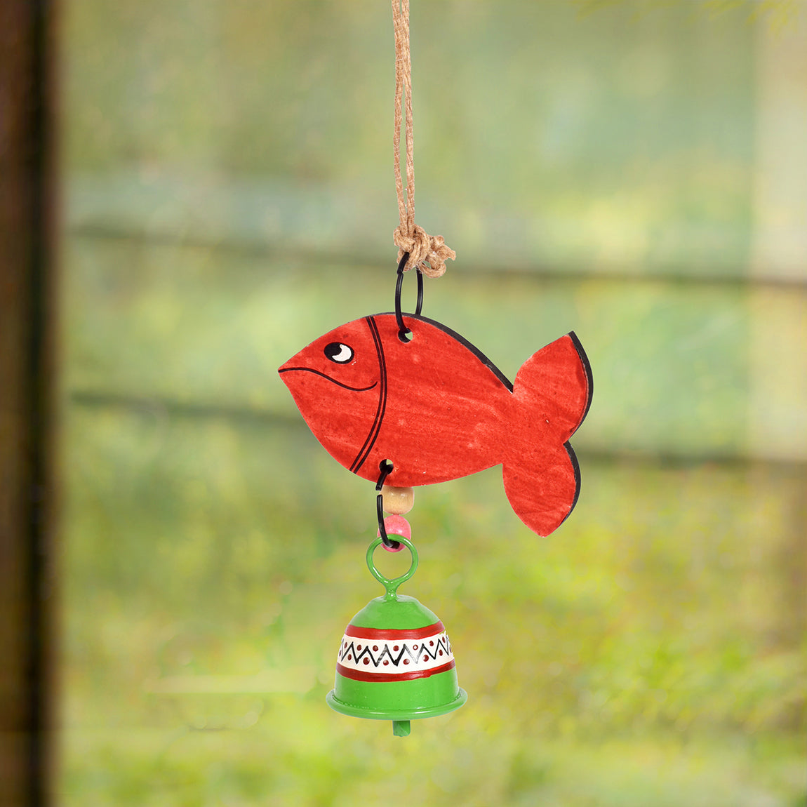 Handpainted Red Fish Wind Chimes for Home Decorative
