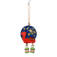 Red Alpaca Windchime with Two Metal Bells