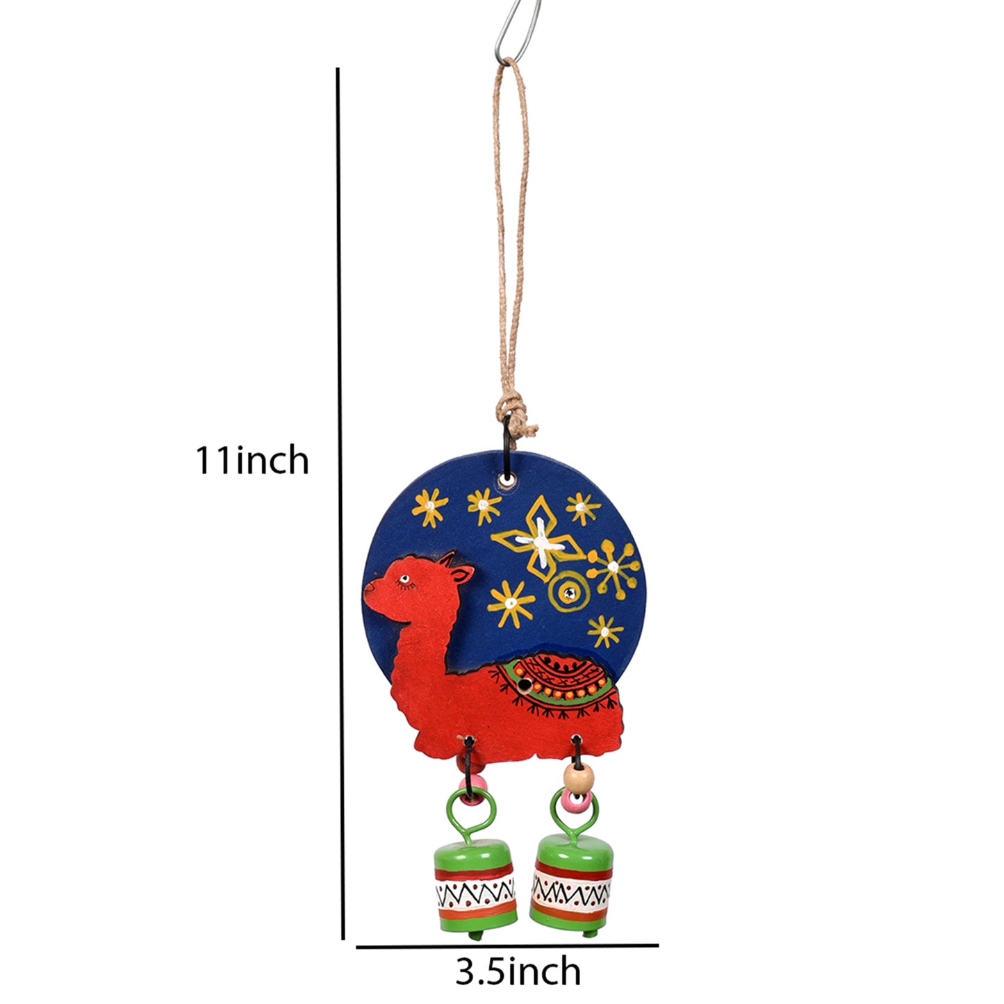 Red Alpaca Windchime with Two Metal Bells