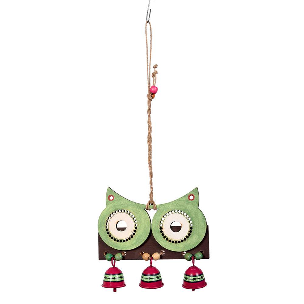 Big Owl Windchime with Three Metal Bells