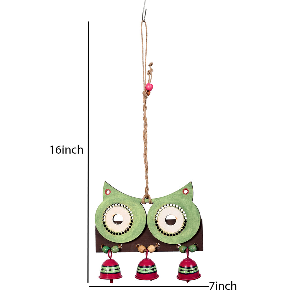 Big Owl Windchime with Three Metal Bells