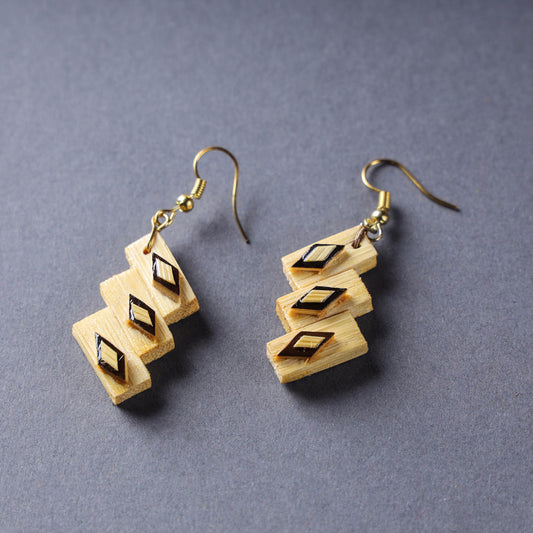 Handcrafted Bamboo Three Striped Earrings
