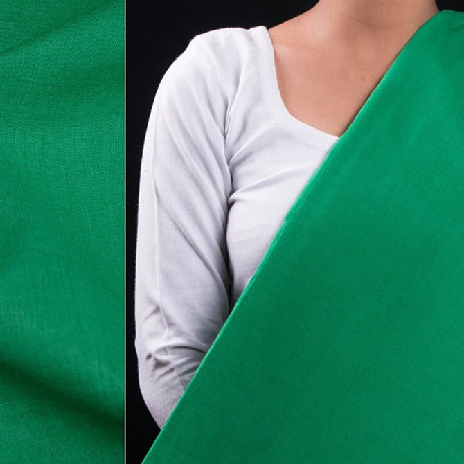 Green - Dastkar Andhra Pre-Shrunk Mangalgiri Handloom Cotton Fabric