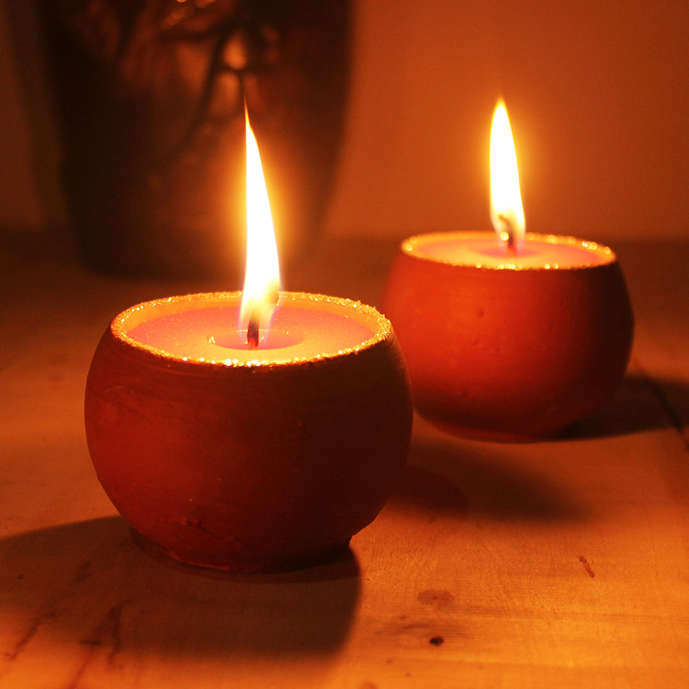 Terracotta Dome Christmas Candle Pots