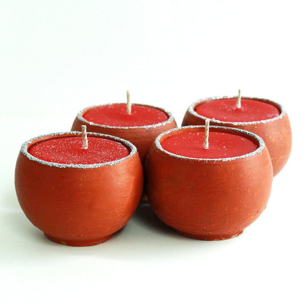 Terracotta Dome Christmas Candle Pots