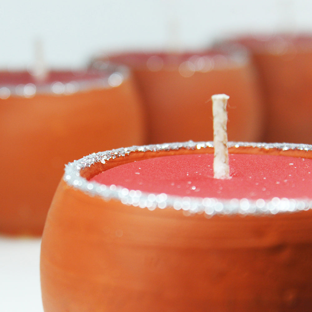 Terracotta Dome Christmas Candle Pots