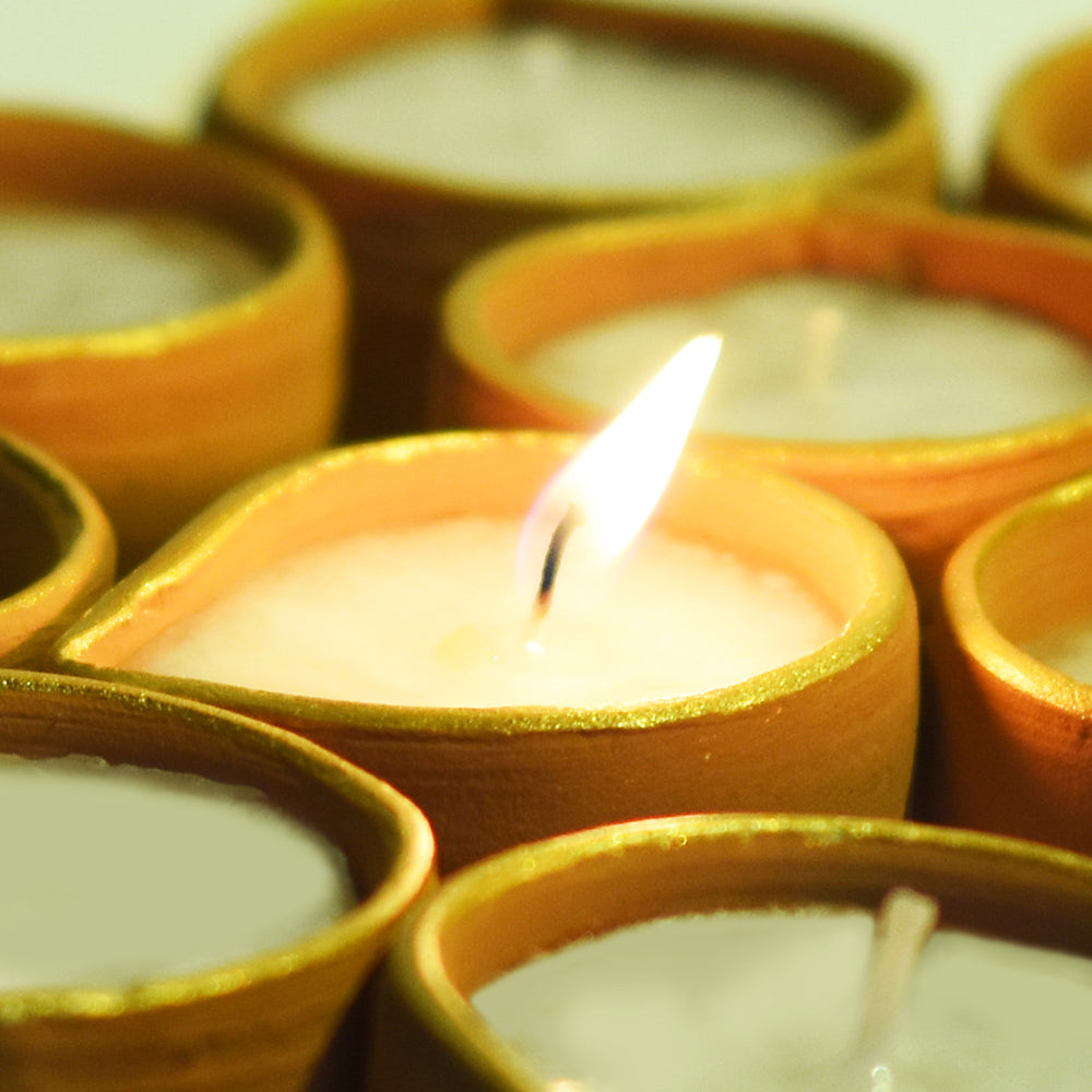 Wax Filled Diya Candles Set