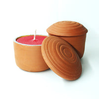 Handcrafted Terracotta Hut Premium Soy Wax Blend Candles/Reusable Candle Pots (Set of 2)