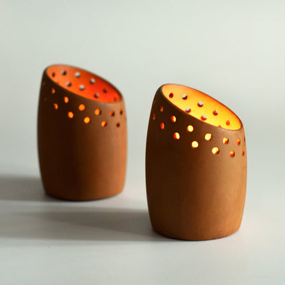 Handcrafted Terracotta "Bud" Candle Pod (Set Of 2)